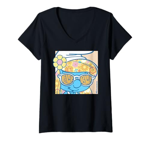Damen The Smurfs Movie Groovy Summer Schlumpfine Flower Power T-Shirt mit V-Ausschnitt von The Smurfs