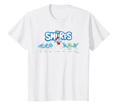 Kinder The Smurfs Jumping Logo Papa Schlumpf Kinder T-Shirt von The Smurfs