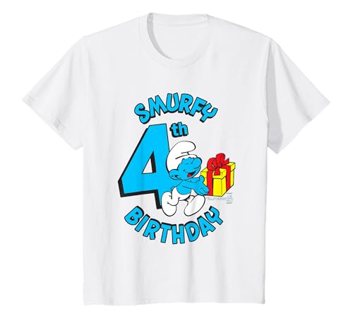 Kinder The Smurfs Schlumpfe Smurfy 4th Birthday T-Shirt von The Smurfs