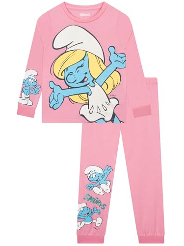 The Smurfs Mädchen Pyjama, Schlumpfine Kinder Schlafanzug Mit Langen Ärmeln, Schlumpfine Schlafanzug Set Für Mädchen, Rosa 122 von The Smurfs