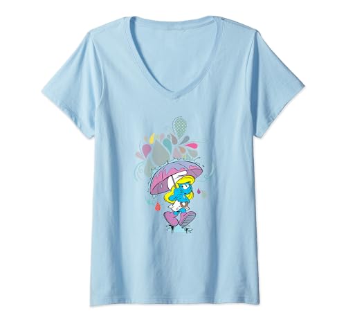 The Smurfs Schlumpfe Smurfette Magical Umbrella T-Shirt mit V-Ausschnitt von The Smurfs