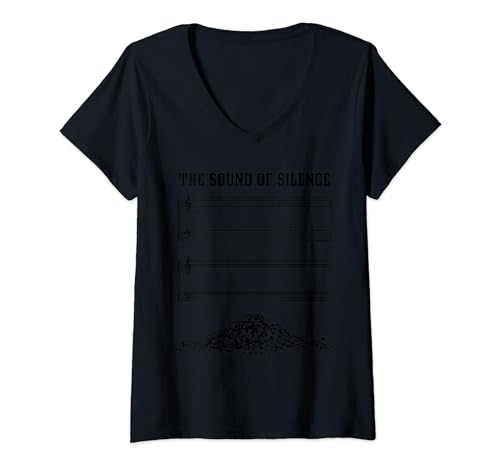 Damen Lustiges Musikgeschenk "The Sound Of Silence" T-Shirt mit V-Ausschnitt von The Sound Of Silence Funny Musical Gift