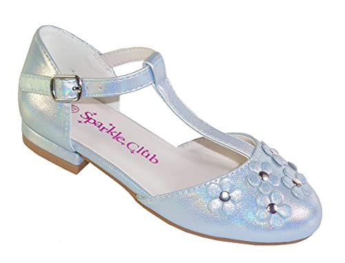 Mädchen-/Kinder-Schuhe, mit kleinem Absatz, für besondere Anlässe, Hellblau, Blau - blau - Größe: 30 EU von The Sparkle Club