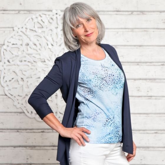 The Spirit of OM Jersey Cardigan Chakra blau von The Spirit of OM