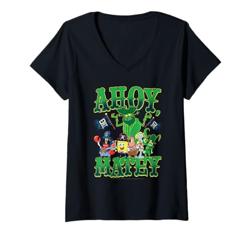 Damen The Spongebob Movie Ahoy Matey Characters Group Cartoon T-Shirt mit V-Ausschnitt Damen The Spongebob Movie Ahoy Matey Characters Group Cartoon T-Shirt mit V-Ausschnitt von The SpongeBob Movie: Search for SquarePants