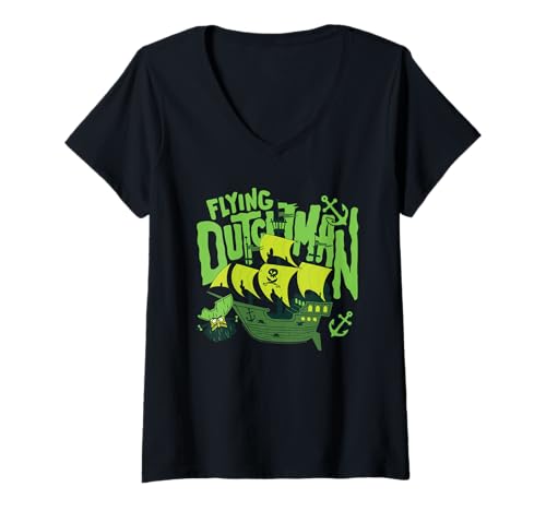 Damen The Spongebob Movie Flying Dutchman Ghost Ship Cartoon T-Shirt mit V-Ausschnitt Damen The Spongebob Movie Flying Dutchman Ghost Ship Cartoon T-Shirt mit V-Ausschnitt von The SpongeBob Movie: Search for SquarePants