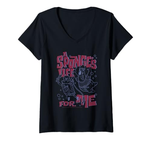 Damen The Spongebob Movie Sponge's Life Rope Swing Outline Cartoon T-Shirt mit V-Ausschnitt Damen The Spongebob Movie Sponge's Life Rope Swing Outline Cartoon T-Shirt mit V-Ausschnitt von The SpongeBob Movie: Search for SquarePants