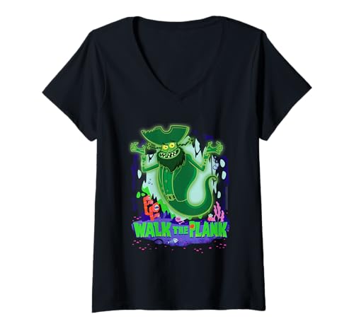 Damen The Spongebob Movie Walk The Plank Flying Dutchman Cartoon T-Shirt mit V-Ausschnitt Damen The Spongebob Movie Walk The Plank Flying Dutchman Cartoon T-Shirt mit V-Ausschnitt von The SpongeBob Movie: Search for SquarePants