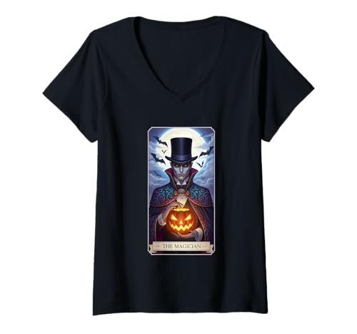 Damen Der Zauberer Halloween Vampire Gothic T-Shirt mit V-Ausschnitt Damen Der Zauberer Halloween Vampire Gothic T-Shirt mit V-Ausschnitt von The Tarot Halloween Collection Click here for more