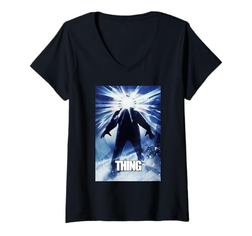 Damen The Thing Glowing Silhouette Movie Poster T-Shirt mit V-Ausschnitt Damen The Thing Glowing Silhouette Movie Poster T-Shirt mit V-Ausschnitt von The Thing