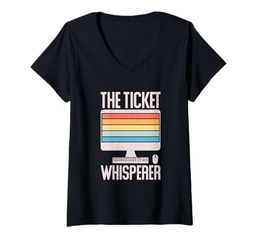 Damen Informationstechnologie Tech Support The Ticket Whisperer T-Shirt mit V-Ausschnitt Damen Informationstechnologie Tech Support The Ticket Whisperer T-Shirt mit V-Ausschnitt von The Ticket Whisperer Tech Support Gift