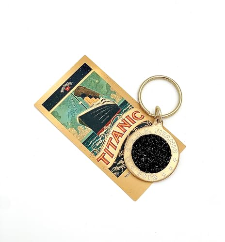Titanic Coal Bronze Coin Keychain filled with authentic charcoal that was recovered from the wreckage of the Titanic, Gold, Medium von The Titanic Store