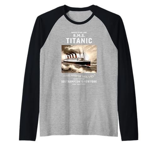 White Star Line RMS Titanic Ship für Jungen Kinder Herren Raglan von The Titanic Store