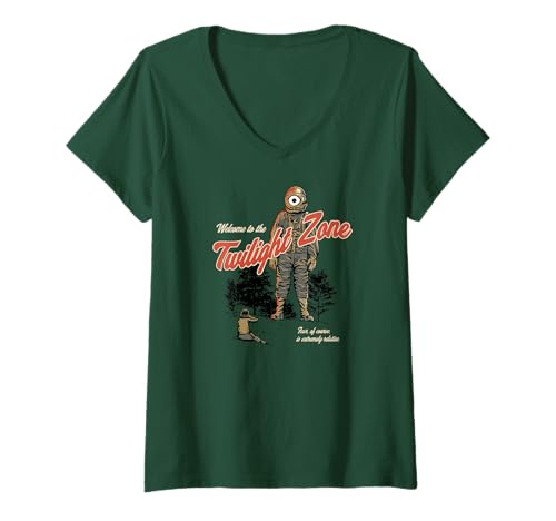 Damen The Twilight Zone Fear is Relative Cyclops Retro TV Show T-Shirt mit V-Ausschnitt Damen The Twilight Zone Fear is Relative Cyclops Retro TV Show T-Shirt mit V-Ausschnitt von The Twilight Zone