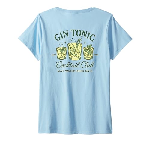 Damen Liebhaber von Cocktail-Gins im Vintage-Social-Club T-Shirt mit V-Ausschnitt Damen Liebhaber von Cocktail-Gins im Vintage-Social-Club T-Shirt mit V-Ausschnitt von The Ultimate Gin Enthusiast Social Club Apparel