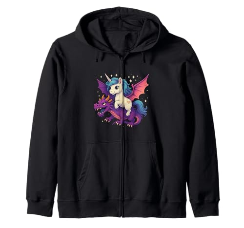 Einhorn reitender Drache Jungen Mädchen Frauen Kinder Teen Regenbogen Kapuzenjacke von The Unicorn Dragon Shop