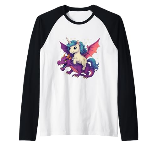 Einhorn reitender Drache Jungen Mädchen Frauen Kinder Teen Regenbogen Raglan von The Unicorn Dragon Shop