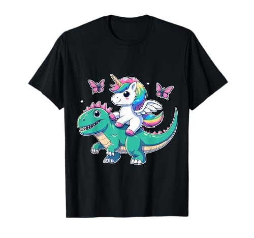 Einhorn reitet einen Dinosaurier Jungen Mädchen Männer Frauen Kinder Erwachsene T-Shirt von The Unicorn Riding A Dinosaur Rainbow Shop