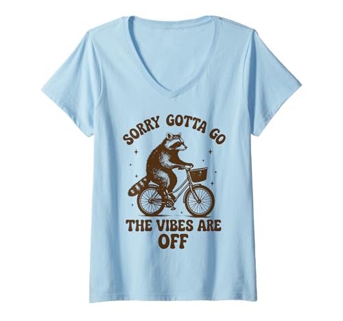 Damen Sorry Gotta Go The Vibes Are Off T-Shirt mit V-Ausschnitt Damen Sorry Gotta Go The Vibes Are Off T-Shirt mit V-Ausschnitt von The Vibes Is Off Lustiges Meme