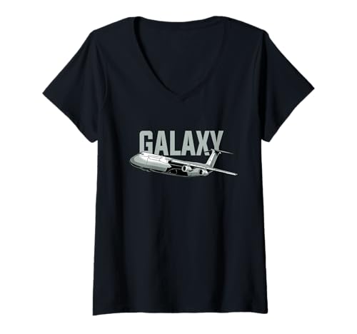 Damen C-5 Galaxy Mega Military Cargo Transportflugzeug T-Shirt mit V-Ausschnitt Damen C-5 Galaxy Mega Military Cargo Transportflugzeug T-Shirt mit V-Ausschnitt von The Warbird Collection