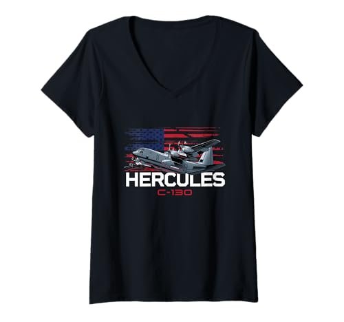 Damen Frachtflugzeug C-130 Hercules T-Shirt mit V-Ausschnitt Damen Frachtflugzeug C-130 Hercules T-Shirt mit V-Ausschnitt von The Warbird Collection