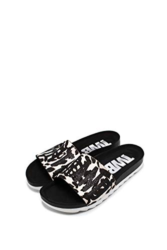 The White Brand Damen Bio Peeptoe Sandalen, Mehrfarbig (Zebra Zebra) von The White Brand