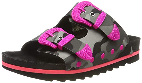 The White Brand Damen Buckle Camo Peeptoe Sandalen, Pink (Neon Pink Neon Pink), 37 EU von The White Brand