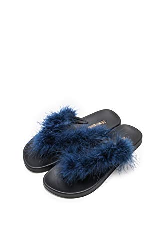 The White Brand Damen Feather Zehentrenner, Blau (Navy Navy), 37 EU von The White Brand