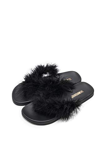 The White Brand Damen Feather Zehentrenner, Schwarz (Black Black), 39 EU von The White Brand