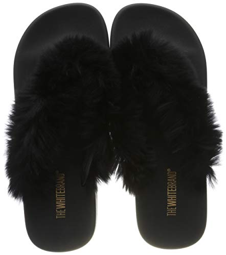 The White Brand Damen Fur Zehentrenner, Schwarz (Black Black), 41 EU von The White Brand