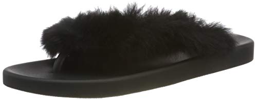 The White Brand Damen Fur Zehentrenner, Schwarz (Black Black), 37 EU von The White Brand