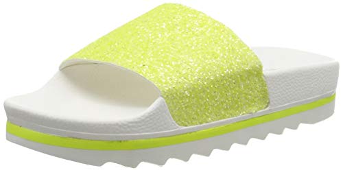 The White Brand Damen Glitter Matte Peeptoe Sandalen, Gelb (Neon Yellow Neon Yellow), 39 EU von The White Brand