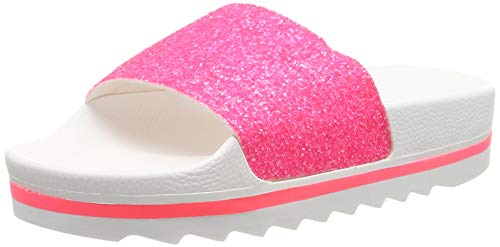 The White Brand Damen Glitter Matte Peeptoe Sandalen, Pink (Neon Pink Neon Pink), 36 EU von The White Brand