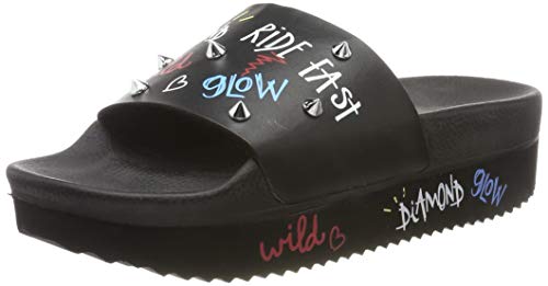 The White Brand Damen High Grafiti Plateausandalen, Schwarz (Black Black), 39 EU von The White Brand