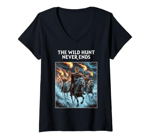 Damen Norse Undead Riders Halloween - Wild Hunt Viking Mythology T-Shirt mit V-Ausschnitt Damen Norse Undead Riders Halloween - Wild Hunt Viking Mythology T-Shirt mit V-Ausschnitt von The Wild Hunt Never Ends Epic Viking Mythology