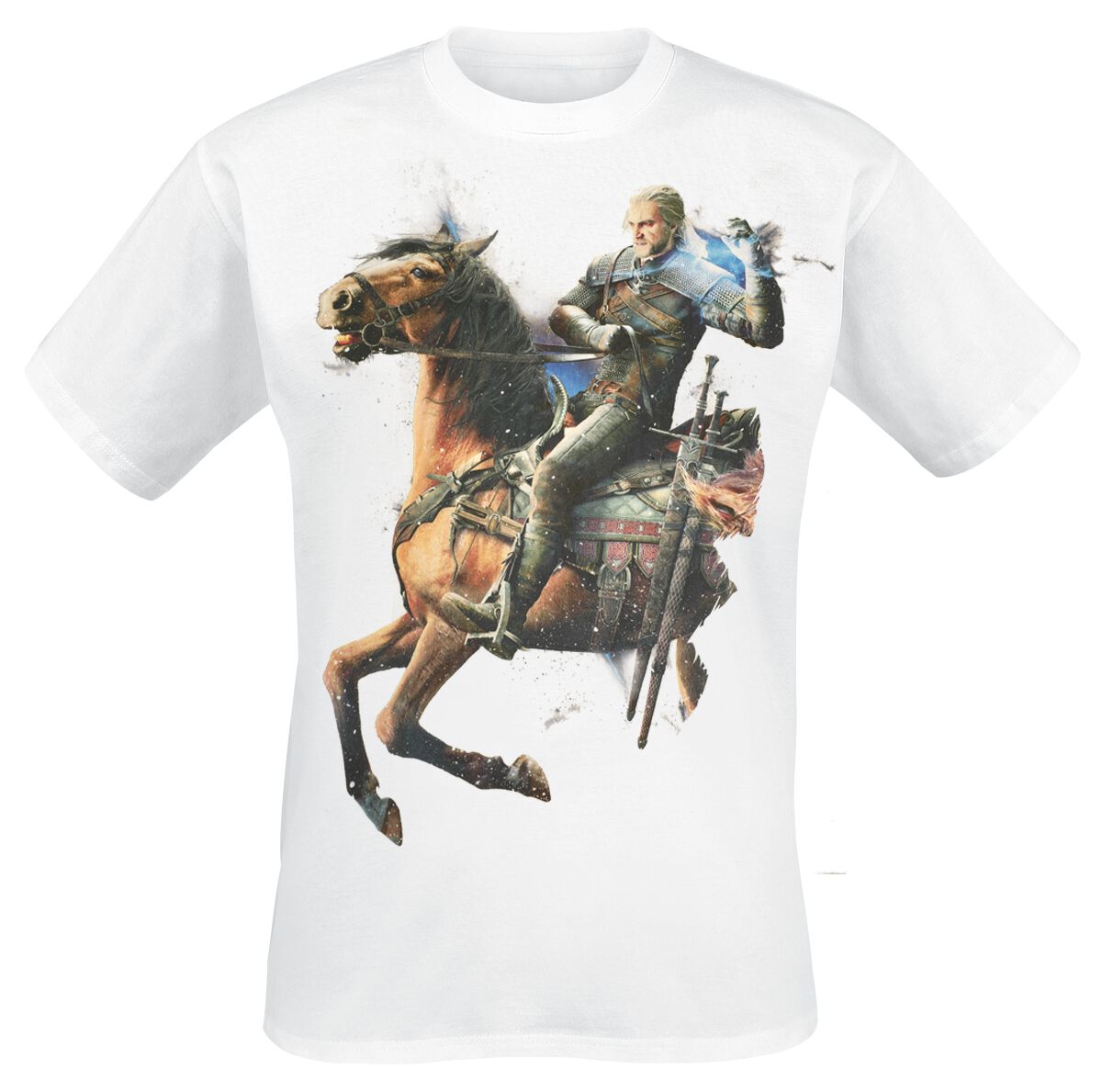 The Witcher - Gaming T-Shirt - Geralt And Roach - M bis XXL - für Männer - Größe L - weiß von The Witcher