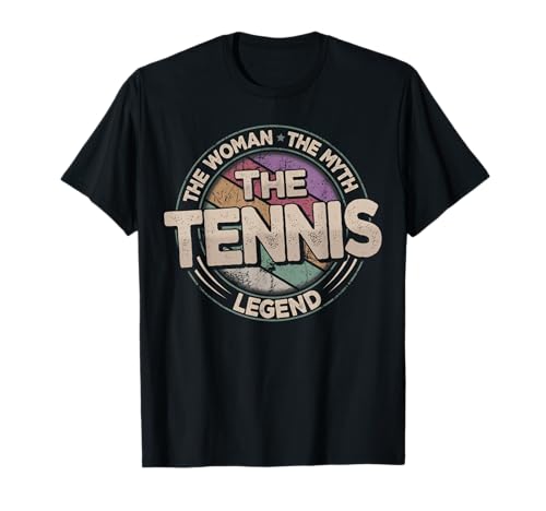 The Tennis Legend Retro Tennisschläger Damen Tennis T-Shirt The Tennis Legend Retro Tennisschläger Damen Tennis T-Shirt von The Woman The Myth The Legend All Hobbies