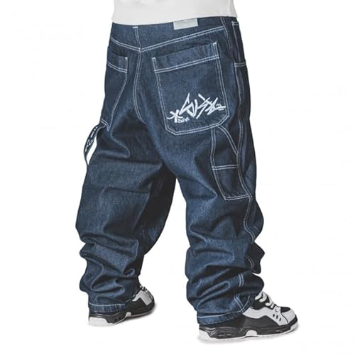 The blueskin Männer Baggy Jeans - Streetwear Stil - Ideal zum Skateboard Fahren, Hip Hop - Maximaler Farbe Dunkelblau - W 38 DE 52 von The blueskin