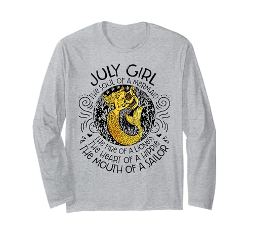 Juli Mädchen die Seele einer Meerjungfrau das Feuer einer Löwin Langarmshirt Juli Mädchen die Seele einer Meerjungfrau das Feuer einer Löwin Langarmshirt von The heart of a hippie the mouth of a sailor Tee