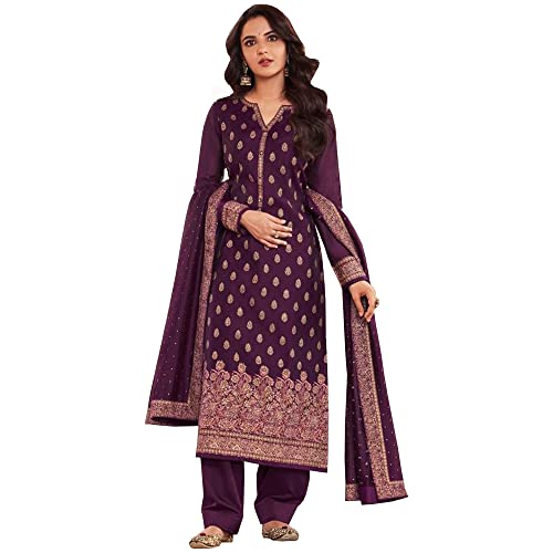 The kurti bazaar Damenbekleidung bereit zum Tragen Designer Salwar Kameez Anzüge indisch pakistanisch schönes Plazzo Hose Kleid, Violett, 46 von The kurti bazaar