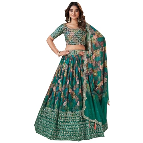 The kurti bazaar Stitched Designer Pakistani Indian Reception Event Wear Laheriya Print Lehenga with Dupatta Choli, Wahl 8, ( 6 US Small ( Chest-38 Waist-34 Hips 40 ) von The kurti bazaar