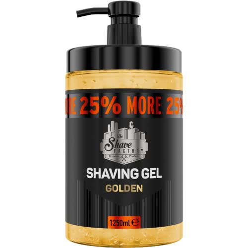 The Shave Factory - Rasiergel | Nicht reizend | Präzise Rasur von Gesicht und Körper | Rasiergel für Männer | Spendet der Haut Feuchtigkeit | 1250ml (Golden) von the shave factory