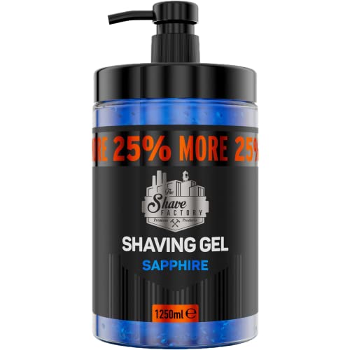 The Shave Factory - Rasiergel | Nicht reizend | Präzise Rasur von Gesicht und Körper | Rasiergel für Männer | Spendet der Haut Feuchtigkeit | 1250ml (Sapphire) von the shave factory