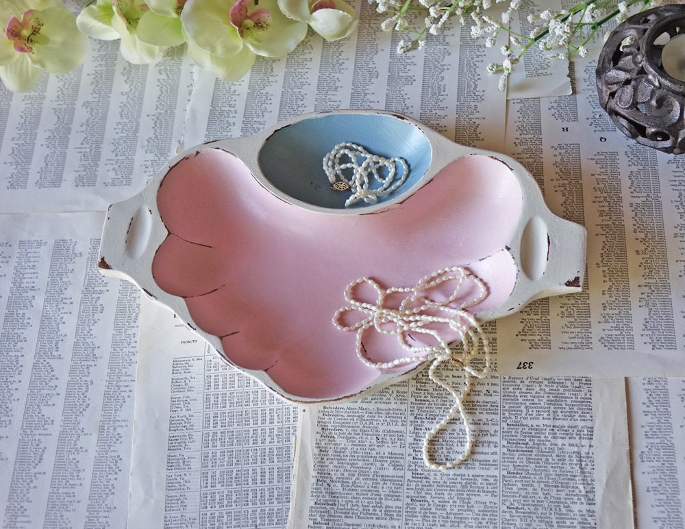 Shabby Chic Schmuckschale Handbemalte Holzschale Schmuckhalter von The1608shop