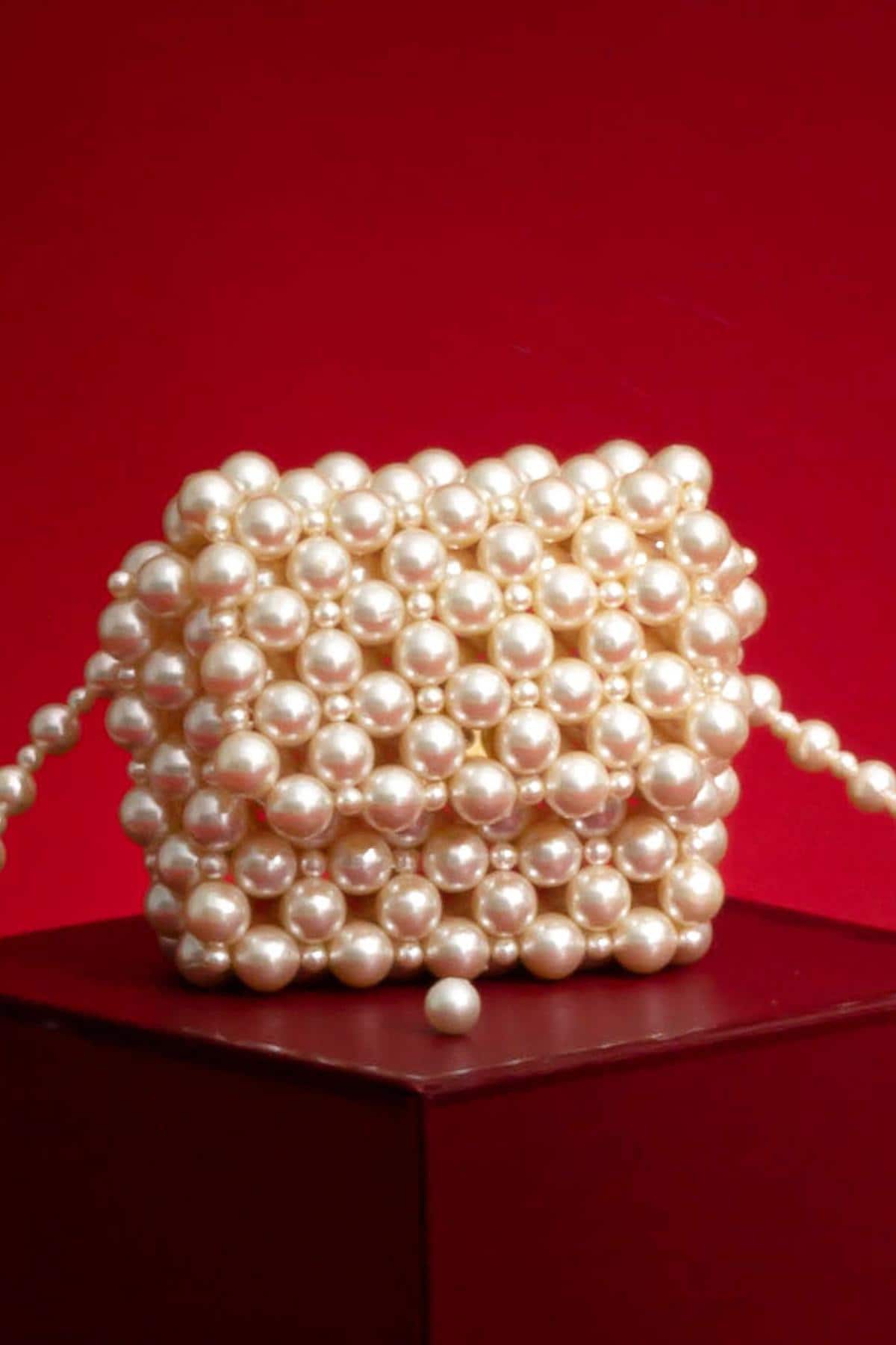 Alba Off-White Pearl Gürteltasche - Elegante Handgemachte Perlen Perle Geldbörse, Abendtasche, Geschenk Für Sie, Kleine Weiße Perlentasche von TheAMYRAStore