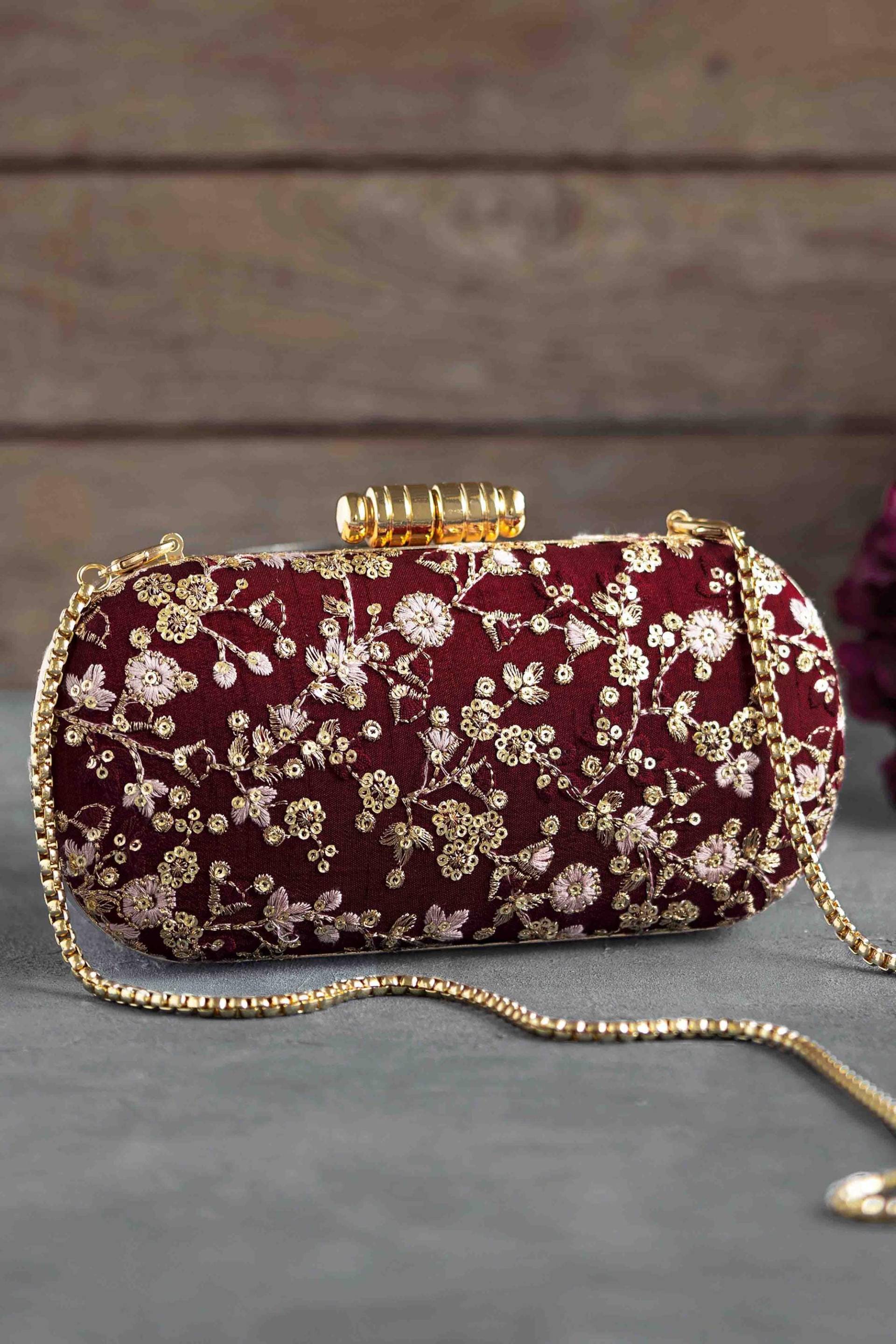 Elan Kastanienbraun Seide Kapsel Clutch, Brautpartys, Die Handtaschen Beschenken, Diwali Geschenke von TheAMYRAStore