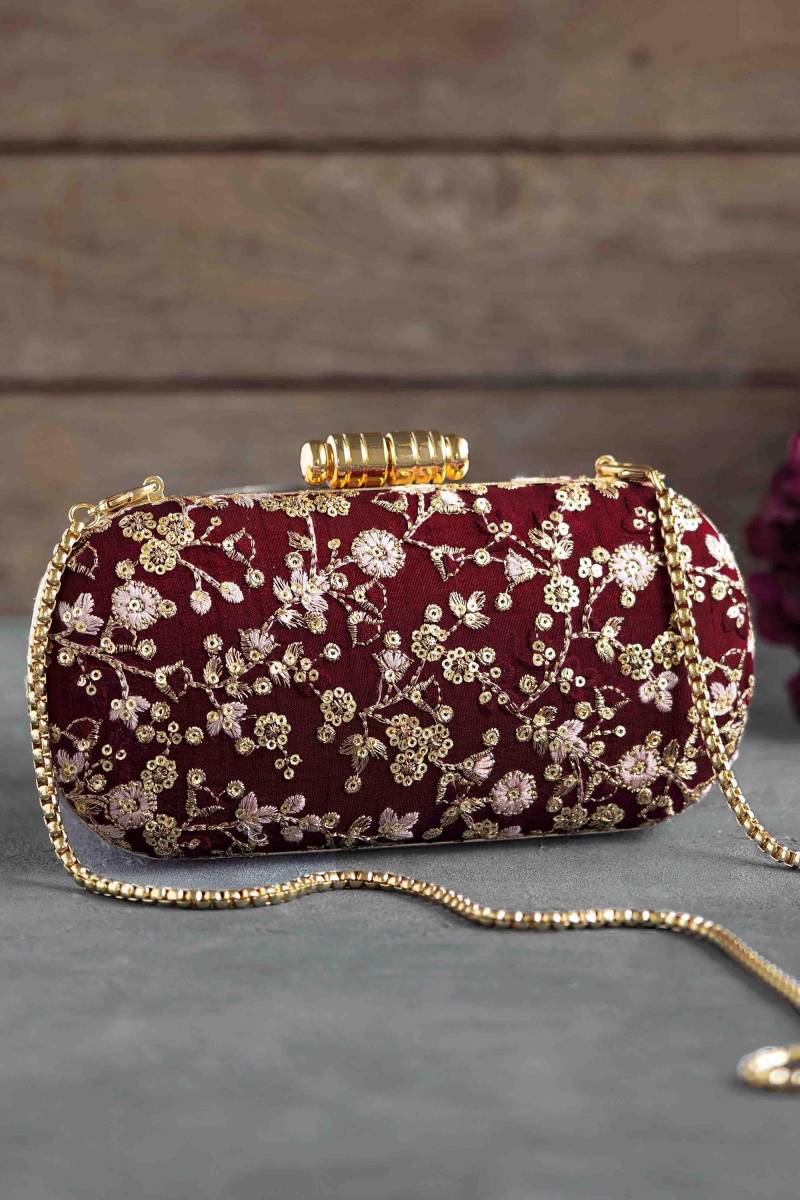 Elan Kastanienbraun Seide Kapsel Clutch, Brautpartys, Die Handtaschen Beschenken, Diwali Geschenke von TheAMYRAStore