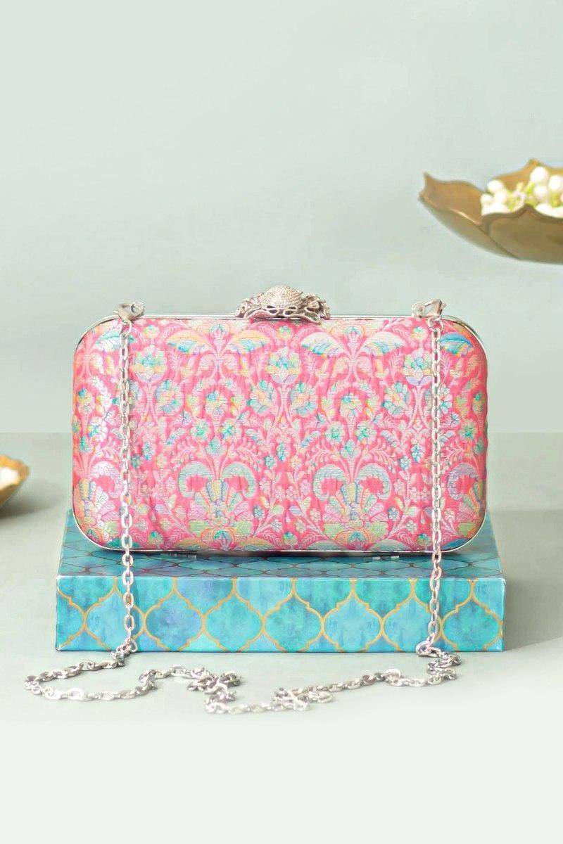 Ridhi Pure Banarasi Silk Box Clutch - Multicolor, Umhängetasche, Hochzeitsgeschenk, Abendtasche, Partykleidtasche, Schultertasche von TheAMYRAStore
