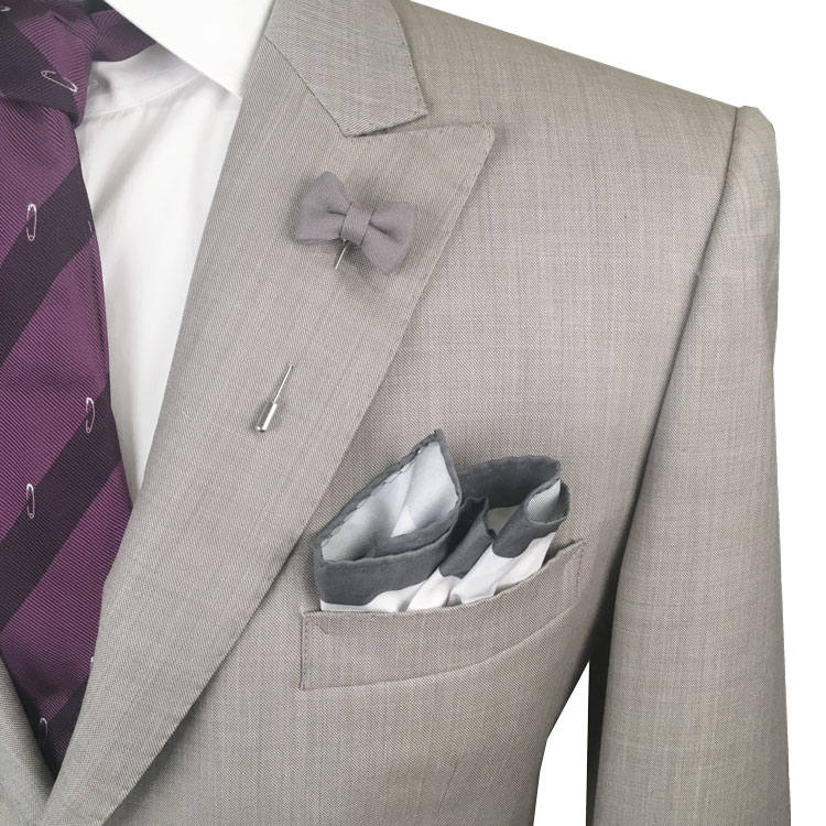 Graue Baumwolle Twill Revers Fliege Pin von TheAccessorizedMan