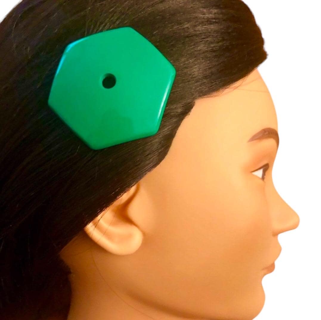 Vintage Eckige Alexandre De Paris Haarspange in Grün, Ultra Mod Große Statement Haarspange, Handgefertigt Paris, Deadstock von TheAddict